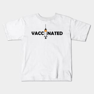 Vaccinated with Syringe - Immunization Pro-Vaccine - Black Lettering Kids T-Shirt